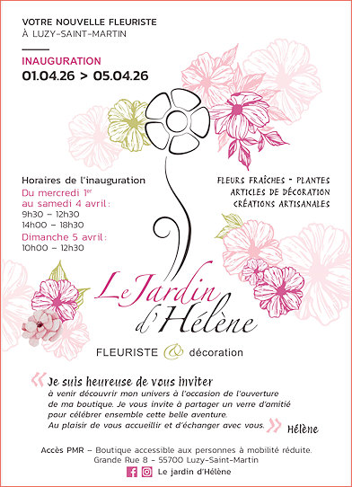 Nouveau à Luzy-St-Martin, "Les Jardins d'Hélène" fleuriste.